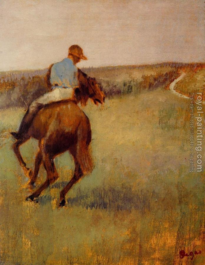 Edgar Degas : Jockey in Blue on a Chestnut Horse